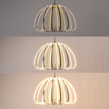 Gigi Modern Glam Metal Adjustable Dimmable Stripe Cage Integrated LED Pendant